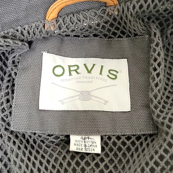 Orvis Zambesi Field Jacket Size 46 T Leather Elbow Patches Olive Green